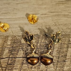 Gold Acorn Drop Earrings